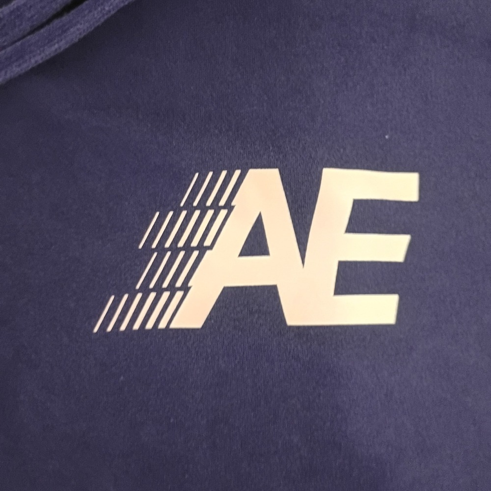 American Eagle Mens Navy Blue Super Soft Logo Graphic Hoodie Sweatshirt Large - Picture 10 of 13